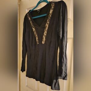 Allison Brittney Black Lace Accent Blouse